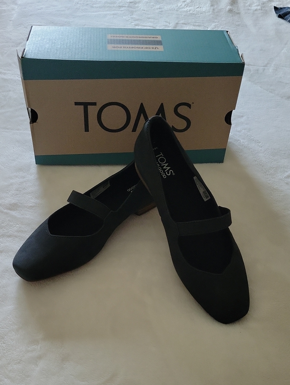 TOMS Black Mary Jane Flats with Strap